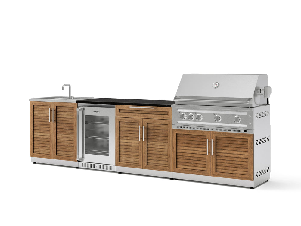 NewAge Outdoor Kitchens Stainless Steel 6-Piece Cabinet Set with Sink, Bar, Grill Cabinet, Platinum Grill, Countertop and Fridge-72041-Garage Giant