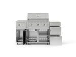 NewAge Outdoor Kitchens Outdoor Grill Island Stainless-Steel 6-Piece Cabinet Set with Casters and 3-Drawer, Grill Cabinet, Performance Grill, Side Burner and Dekton in Aeris Countertop - (Liquid Propane) 