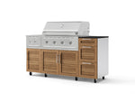 NewAge Outdoor Kitchens Outdoor Grill Island Stainless-Steel Louvered Doors 6-Piece Cabinet Set with Casters and 3-Drawer, Grill Cabinet, Performance Grill, Side Burner and Dekton in Sirius Countertop - (Liquid Propane) | Garage Giant 