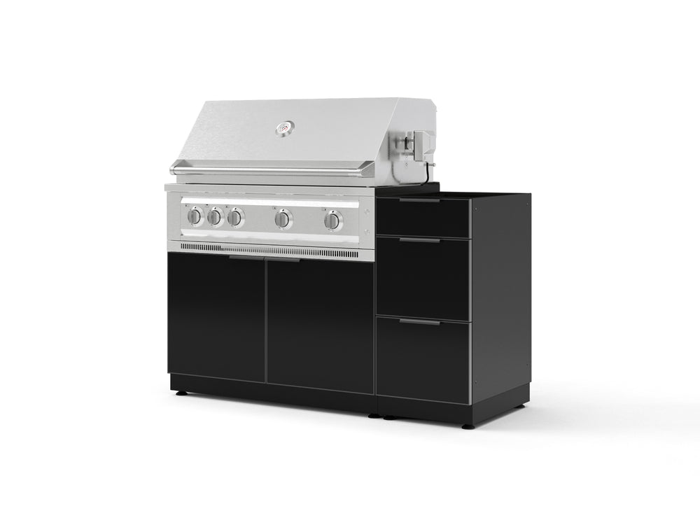 NewAge Outdoor Kitchens Outdoor Grill Island Aluminum 3-Piece Cabinet Set with 3-Drawer, Grill Cabinet and Platinum Grill - (Natural Gas) | Garage Giant