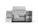 NewAge Outdoor Kitchens Outdoor Grill Island Stainless-Steel 6-Piece Cabinet Set with 1 Door, 3 Drawer, Grill Cabinet, Performance Grill and Dekton in Aeris Countertops - (Natural Gas) 
