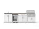 NewAge Outdoor Kitchens Stainless Steel 6-Piece Cabinet Set with Sink, Bar, Grill Cabinet, Performance Grill, Countertop and Glass Door Fridge-73845-Garage Giant 