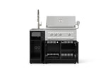 NewAge Outdoor Kitchens Outdoor Grill Island Aluminum 3-Piece Cabinet Set with Sink, Grill Cabinet, and Platinum Grill 