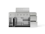 NewAge Outdoor Kitchens Outdoor Grill Island Stainless-Steel 6-Piece Cabinet Set with 3-Drawer, Grill Cabinet, Performance Grill, Side Burner and Countertop-74582-Garage Giant 