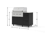 NewAge Outdoor Kitchens Outdoor Grill Island Stainless-Steel 4-Piece Cabinet Set with Casters and 3-Drawer, Grill Cabinet, Performance Grill and Dekton in Aeris Countertop - (Liquid Propane) 