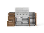 NewAge Outdoor Kitchens Outdoor Grill Island Stainless-Steel Louvered Doors 5-Piece Cabinet Set with Casters 1 Door, 3 Drawer, Grill Cabinet and Performance Grill - (Liquid Propane) 