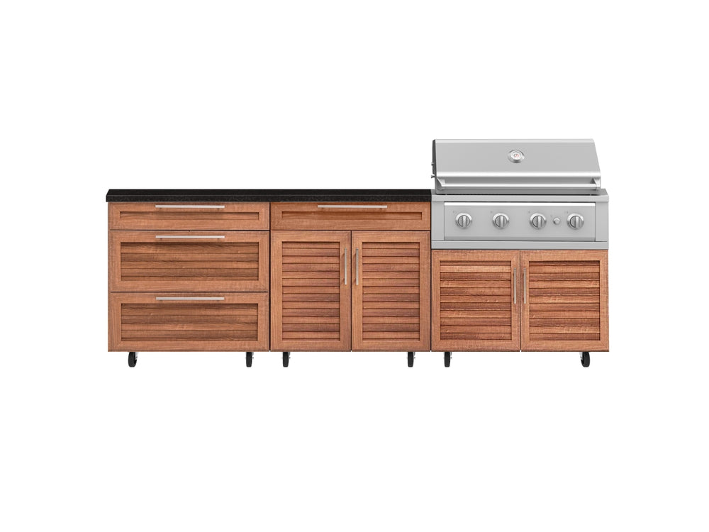 NewAge Outdoor Kitchens Stainless Steel 5-Piece Cabinet Set with Casters and 3 Drawer, Bar, Grill Cabinet, Performance Grill, Countertop-72592-Garage Giant