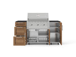 NewAge Outdoor Kitchens Outdoor Grill Island Stainless-Steel Louvered Doors 6-Piece Cabinet Set with Casters 1 Door, 3 Drawer, Grill Cabinet, Performance Grill and Dekton in Sirius Countertops - (Liquid Propane) 
