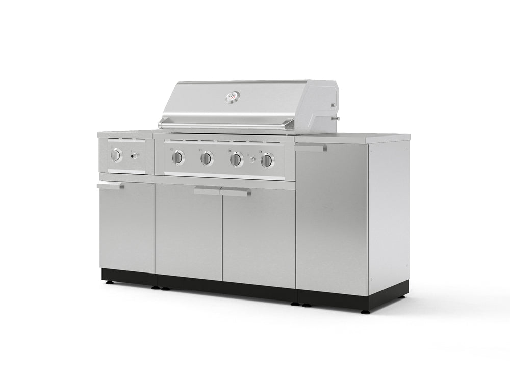 NewAge Outdoor Kitchens Outdoor Grill Island Stainless-Steel 6-Piece Cabinet Set with 1-Door, Grill Cabinet, Performance Grill, Side Burner and Countertop-73993-Garage Giant