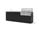 NewAge Outdoor Kitchens Stainless-Steel 5-Piece Cabinet Set with Bar, Sink, Grill Cabinet, Performance Grill, and Countertop-73421-Garage Giant 