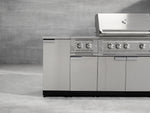 NewAge Outdoor Kitchens Outdoor Grill Island Stainless-Steel 4-Piece Cabinet Set with 1 Door, Grill Cabinet, Platinum Grill and Countertop-73892-Garage Giant 