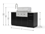 NewAge Outdoor Kitchens Outdoor Grill Island Aluminum 5-Piece Cabinet Set with Sink, 3 Drawer, Grill Cabinet, Performance Grill and Stainless Steel Countertop - (Liquid Propane) 
