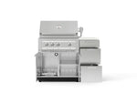NewAge Outdoor Kitchens Outdoor Grill Island Stainless-Steel 4-Piece Cabinet Set with 3-Drawer, Grill Cabinet, Platinum Grill and Dekton in Aeris Countertop - (Natural Gas) 