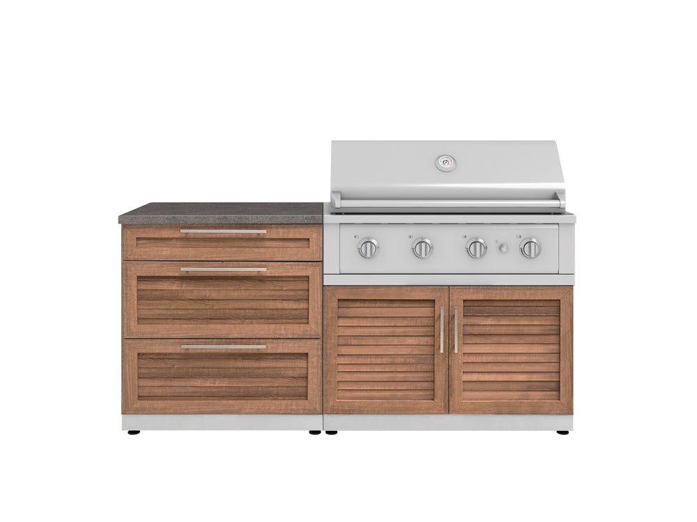 NewAge Outdoor Kitchens Stainless-Steel 4-Piece Cabinet Set with 3 Drawer, Grill Cabinet, Performance Grill, and Countertop-71675-Garage Giant