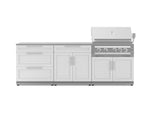 NewAge Outdoor Kitchens Stainless-Steel 5-Piece Cabinet Set with with 3-Drawer, Bar, Grill Cabinet, Platinum Grill and Countertop-67459-Garage Giant 
