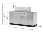 NewAge Outdoor Kitchens Outdoor Grill Island Stainless-Steel 5-Piece Cabinet Set with Sink, 1 Door, Grill Cabinet, Performance Grill and Stainless Steel Countertop - (Natural Gas) 
