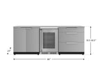 NewAge Outdoor Kitchens Stainless Steel 5-Piece Cabinet Set with 3-Drawer, 2-Door Cabinet, Countertops and Fridge-67584-Garage Giant 