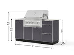 NewAge Outdoor Kitchens Outdoor Grill Island Aluminum 5-Piece Cabinet Set with Sink, 3 Drawer, Grill Cabinet, Platinum Grill and Stainless Steel Countertop - (Liquid Propane) 