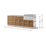 NewAge Outdoor Kitchens Stainless Steel Louvered Doors 5-Piece Cabinet Set with with 3-Drawer, Bar, Grill Cabinet, Platinum Griddle and Countertop-74952-Garage Giant 
