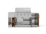 NewAge Outdoor Kitchens Outdoor Grill Island Stainless-Steel Louvered Doors 6-Piece Cabinet Set with 1-Door, Grill Cabinet, Performance Grill, Side Burner and Dekton in Aeris Countertop - (Natural Gas) 