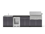 NewAge Outdoor Kitchens Aluminum 6-Piece Cabinet Set with Sink, Bar, Grill Cabinet, Platinum Grill, Countertop and Fridge-71990-Garage Giant 
