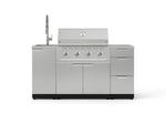 NewAge Outdoor Kitchens Outdoor Grill Island Stainless-Steel 5-Piece Cabinet Set with Sink, 3 Drawer, Grill Cabinet, Performance Grill and Stainless Steel Countertop-75566-Garage Giant 