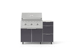 NewAge Outdoor Kitchens Outdoor Grill Island Aluminum 4-Piece Cabinet Set with Casters and 3-Drawer, Grill Cabinet, Performance Grill and Dekton in Aeris Countertop - (Liquid Propane) 