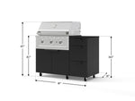 NewAge Outdoor Kitchens Outdoor Grill Island Stainless-Steel 4-Piece Cabinet Set with Casters and 3-Drawer, Grill Cabinet, Performance Grill and Dekton in Sirius Countertop - (Liquid Propane) 