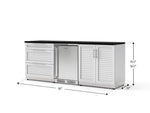 NewAge Outdoor Kitchens Stainless Steel 5-Piece Cabinet Set with 3-Drawer, 2-Door Cabinet, Countertops and Fridge-73858-Garage Giant 