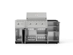 NewAge Outdoor Kitchens Outdoor Grill Island Stainless-Steel 6-Piece Cabinet Set with 1-Door, Grill Cabinet, Performance Grill, Side Burner and Dekton in Sirius Countertop - (Natural Gas) 