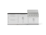 NewAge Outdoor Kitchens Stainless-Steel 5-Piece Cabinet Set with 3-Drawer, Bar, Grill Cabinet, Performance Grill and Countertop-73328-Garage Giant 