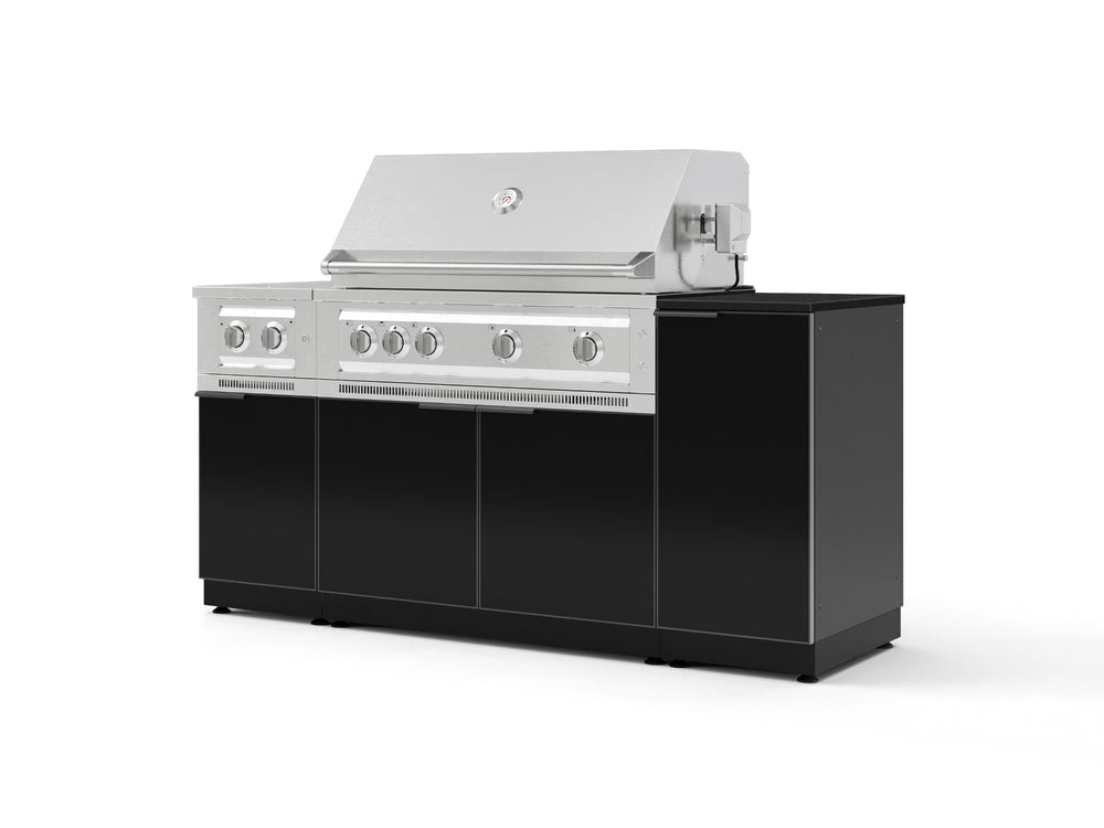 NewAge Outdoor Kitchens Outdoor Grill Island Aluminum 6-Piece Cabinet Set with 1-Door, Grill Cabinet, Platinum Grill, Dual Side Burner and Dekton in Sirius Countertop - (Liquid Propane) | Garage Giant