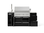 NewAge Outdoor Kitchens Outdoor Grill Island Aluminum 5-Piece Cabinet Set with Sink, 3 Drawer, Grill Cabinet, Platinum Grill and Stainless Steel Countertop - (Liquid Propane) 