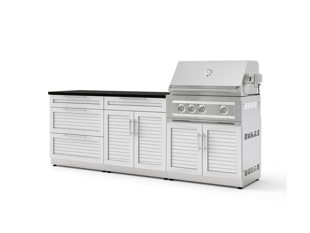 NewAge Outdoor Kitchens Stainless-Steel 5-Piece Cabinet Set with with 3-Drawer, Bar, Grill Cabinet, Platinum Grill and Countertop-73330-Garage Giant