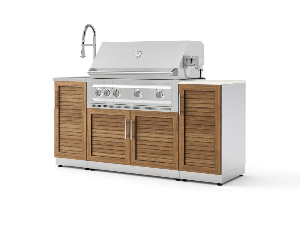 NewAge Outdoor Kitchens Outdoor Grill Island Stainless-Steel 5-Piece Cabinet Set with Sink, 1 Door, Grill Cabinet, Platinum Grill and Stainless Steel Countertop - (Natural Gas) | Garage Giant