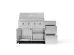 NewAge Outdoor Kitchens Outdoor Grill Island Stainless-Steel 4-Piece Cabinet Set with 3-Drawer, Grill Cabinet, Performance Grill and Dekton in Aeris Countertop - (Natural Gas) 