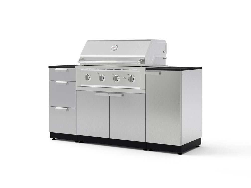 NewAge Outdoor Kitchens Outdoor Grill Island Stainless-Steel 6-Piece Cabinet Set with 1 Door, 3 Drawer, Grill Cabinet, Performance Grill and Dekton in Sirius Countertops - (Liquid Propane) | Garage Giant