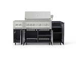 NewAge Outdoor Kitchens Outdoor Grill Island Aluminum 5-Piece Cabinet Set with Casters and 1-Door, Grill Cabinet, Dual Side Burner and Platinum Grill - (Liquid Propane) 