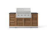 NewAge Outdoor Kitchens Outdoor Grill Island Stainless-Steel Louvered Doors 6-Piece Cabinet Set with 1 Door, 3 Drawer, Grill Cabinet, Performance Grill and Dekton in Sirius Countertops - (Liquid Propane) 