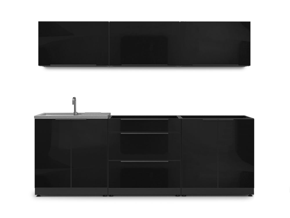 NewAge Outdoor Kitchens Aluminum 6-Piece Cabinet Set with Sink, 3-Drawer, 2-Door and Wall Cabinets-67697-Garage Giant