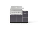 NewAge Outdoor Kitchens Outdoor Grill Island Aluminum 4-Piece Cabinet Set with 3-Drawer, Grill Cabinet, Platinum Grill and Dekton in Aeris Countertop - (Liquid Propane) 
