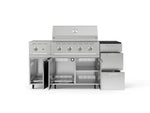 NewAge Outdoor Kitchens Outdoor Grill Island Stainless-Steel 6-Piece Cabinet Set with Casters and 3-Drawer, Grill Cabinet, Performance Grill, Side Burner and Dekton in Sirius Countertop - (Liquid Propane) 
