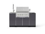 NewAge Outdoor Kitchens Outdoor Grill Island Aluminum 5-Piece Cabinet Set with Sink, 1 Door, Grill Cabinet, Platinum Grill and Stainless Steel Countertop - (Natural Gas) 