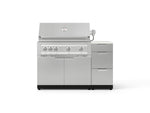 NewAge Outdoor Kitchens Outdoor Grill Island Stainless-Steel 4-Piece Cabinet Set with 3-Drawer, Grill Cabinet, Platinum Grill and Dekton in Aeris Countertop - (Natural Gas) 