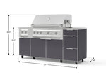 NewAge Outdoor Kitchens Outdoor Grill Island Aluminum 6-Piece Cabinet Set with Casters and 3-Drawer, Grill Cabinet, Platinum Grill, Dual Side Burner, Countertop-74877-Garage Giant 