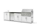 NewAge Outdoor Kitchens Stainless Steel 6-Piece Cabinet Set with Sink, Bar, Grill Cabinet, Platinum Grill, Countertop and Stainless Steel Door Fridge-73766-Garage Giant 