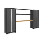 Newage Products Bold 3.0 Series Grey Multi-Use Lockers With 72" Integrated Display Shelf-50674-Bamboo Worktop-Garage Giant 