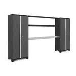 Newage Products Bold 3.0 Series Grey Multi-Use Lockers With 72" Integrated Display Shelf-50676-Stainless Steel Worktop-Garage Giant 