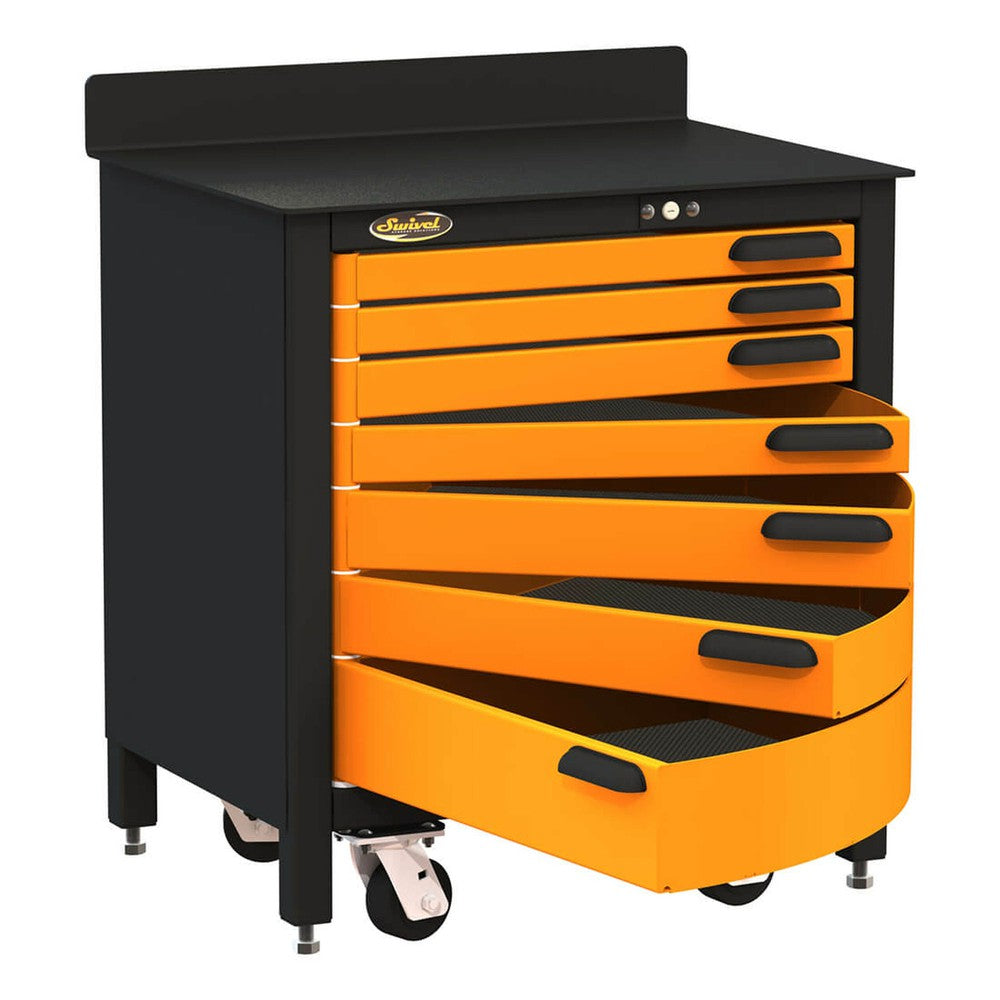 Swivel Storage Solutions Rolling Workbench With Drawers, 7Drawer, 30