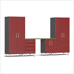 Ulti-MATE Garage Workbench With Drawers, 5-Piece With Base Cabinet And 4-Drawer Base Cabinet-UG29052R-Ruby Red-Garage Giant 